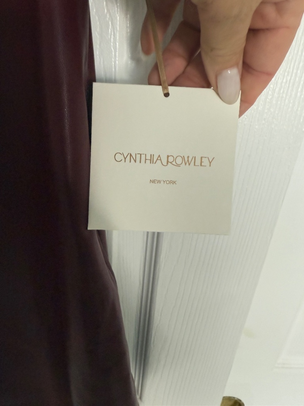 Cynthia Rowley Faux Leather A-Line Dress Size Small NWT Burgundy - Picture 5 of 9